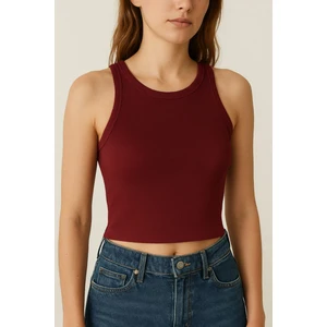 Halter Yaka Bluz Crop Fitilli Atlet
