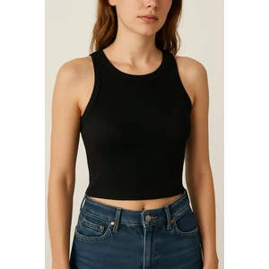 Halter Yaka Bluz Crop Fitilli Atlet