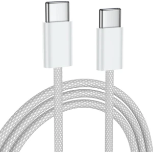 Type C To Type C 60WATT 20V/3A Android Huawei Xiaomi Apple iPhone 15 Hızlı Şarj Kablosu Beyaz 1 Metre