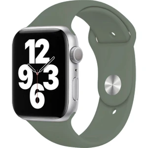 Apple Watch Series SE/10/9/8/7/6/5/4/3 46mm-45mm-44mm-42mm Uyumlu M/L Silikon Kordon Zeytin Yeşili