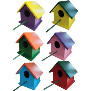 Ncy Home Ahşap Kuş Yuvası Dış Mekan Suya Dayanıklı 6 Adet