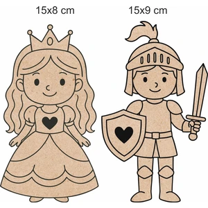 Bir Lazer Ahşap Boyama 2li Seti – Prenses ve Şövalye Figürleri 10 Çift