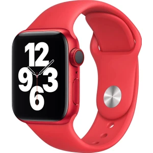 Apple Watch Series SE/10/9/8/7/6/5/4/3 Uyumlu 42mm-41mm-40mm-38mm S/M Silikon Kordon Kırmızı