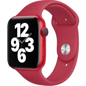 Apple Watch Series SE/10/9/8/7/6/5/4/3 46mm-45mm-44mm-42mm Uyumlu M/L Silikon Kordon Vişne