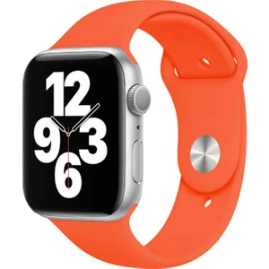 Apple Watch Series SE/10/9/8/7/6/5/4/3 46mm-45mm-44mm-42mm Uyumlu M/L Silikon Kordon Turuncu