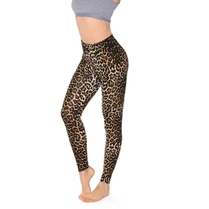 Geniş Leopar Desenli Likralı Uzun Kadın Tayt - KB3005