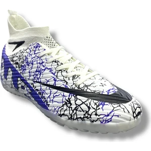 Yeni Model Çoraplı Halısaha Ayakkabı Beyaz Mor Desenli