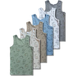 Giza Kids %100 Pamuklu Fitilli Kaşkorse Erkek Çocuk Atlet Fanila Iç Çamaşır 6lı Set