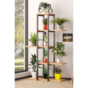 Metal Dekoratif 5 Raflı Metal Çiçeklik Saksı Standı Saksılık Atlantikçam Retro Kahverengi 110 cm Mo