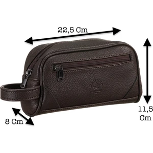 Vegan Deri Bileklik Tutmalı Erkek El Çantası, El Portföyü - Kahverengi