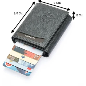 Hakiki Deri Mekanizmalı Unisex Cüzdan Şık ve Kompakt Tasarım - Gri