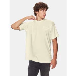 Erkek Regular Sırt Baskılı Kısa Kollu Bej T-shırt