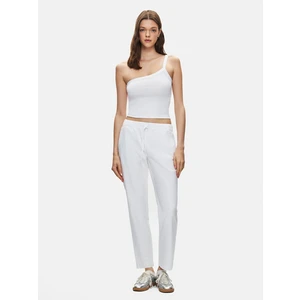 Kadın  Basıc Beli Lastikli Loose Beyaz Pantolon