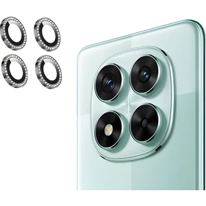 Xiaomi Redmi Note 14 Pro 4g Uyumlu Taşlı Parlak Kamera Lens Koruyucu Cam ve Çerçeve Kamera Koruma