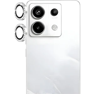 Xiaomi Redmi Note 13 Pro 4g Uyumlu Taşlı Parlak Kamera Lens Koruyucu Cam ve Çerçeve Kamera Koruma