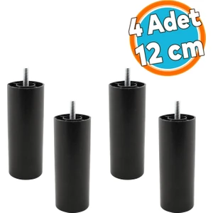 Mobilya Kanepe Sehpa Tv Ünitesi Koltuk Ince Diş Orta Destek Ayağı 12 cm Siyah Baza Ayak 4 Adet