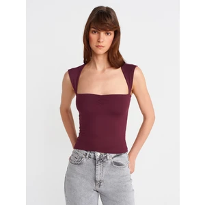 31780 Sırt Detaylı Top-Bordo