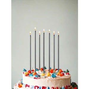 Parti Adresi Siyah Mum 20 Cm 7'Li