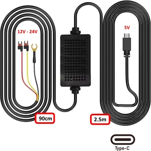 Araç İçi Kamera Adaptörü 12-24V/5V  Type-C 3A Park Modu Adaptör