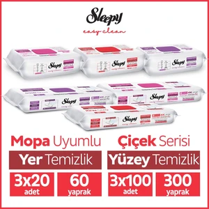 Easy Clean Çiçek Serisi 3X100 Yüzey & 3X20 Yer Temizlik Havlusu&mendili Karma Paket