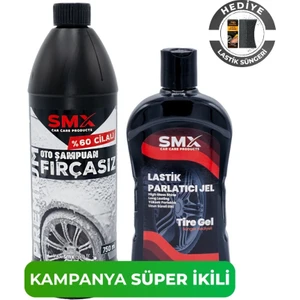Premium %60 Cilalı Fırçasız Oto Şampuanı 750 ml + +Jel Lastik Parlatıcı 500 ml + Sünger Hediye