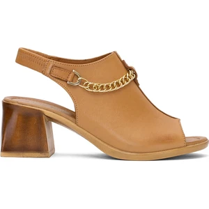 Pierre Cardin PC-54632 Kadın Hakiki Deri Topuklu Sandalet Taba
