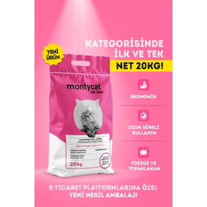Net 20KG Kahverengi Bentonit, Topaklanan, Tozsuz, Bebek Pudralı Ekonomik Kedi Kumu