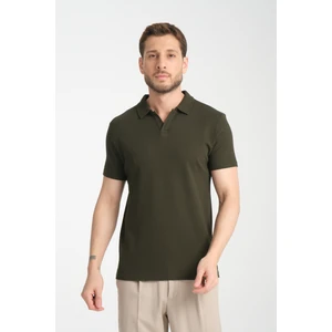 2032 Rico Erkek Haki %100 Pamuk Waffle Regular Fit Polo Yaka Tişört