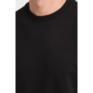 2857 Massimo Erkek Siyah %100 Supima Pamuk Çekmeyen Kumaş Regular Fit Bisiklet Yaka Tişört