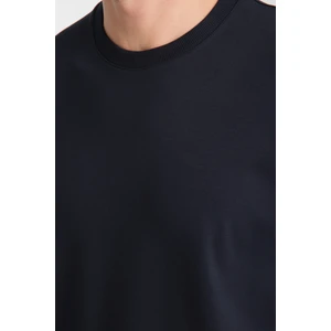 2857 Massimo Erkek Lacivert %100 Supima Pamuk Çekmeyen Kumaş Regular Fit Bisiklet Yaka Tişört