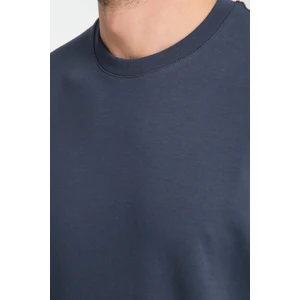 2857 Massimo Erkek Mavi %100 Supima Pamuk Çekmeyen Kumaş Regular Fit Bisiklet Yaka Tişört