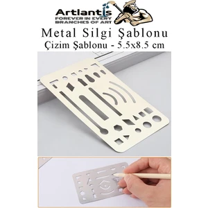 Silgi Şablonu Metal 5.5x8.5 cm 1 Adet Paslanmaz Çelik Silgi Şablonu Çizim Şablonu Cetveli Mimari Mühendislik
