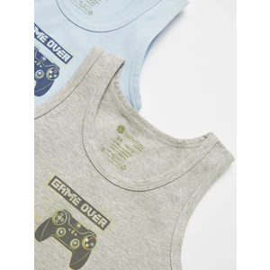Erkek Çocuk Organik Pamuklu Likralı Atlet Game Over 2'li Paket
