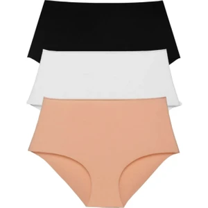 Kadın Yüksek Bel Dikişsiz Lazer Kesim Külot (Beli Lastikli) 3'lü Set