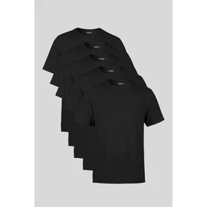 Erkek Çok Renkli T- Shirt Regular Fit Rahat Kesim Bisiklet Yaka 5'li Basic Tişört Paketi