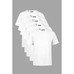Erkek Çok Renkli T- Shirt Regular Fit Rahat Kesim Bisiklet Yaka 5'li Basic Tişört Paketi
