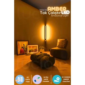 Led Abajur Aplik Gece Lambası Lambader Amber Renk Tak Çalıştır Işık
