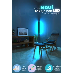 Led Abajur Aplik Gece Lambası Lambader Mavi Renk Tak Çalıştır Işık
