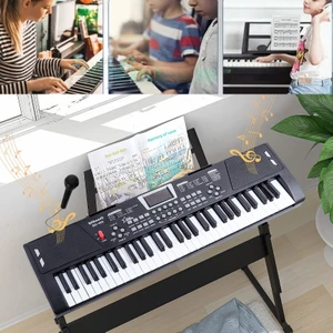 Çocuklar Için 61 Tuşlu Işıklı Mikrofonlu Org Piyano Mikrofonlu Demolu Eğitim Klavyesi