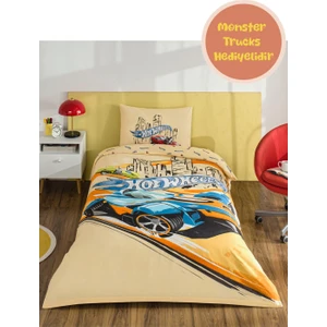 Lisanslı Hot Wheels Winner Tek Kişilik Pamuk Nevresim Takımı & M. Track Hediyeli