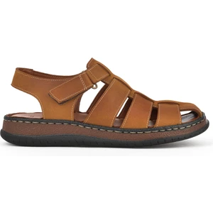 Ziya, Erkek Hakiki Deri Sandalet 1511045ZS32 Taba