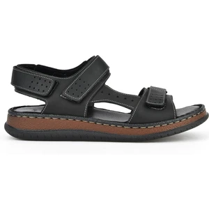 Ziya, Erkek Hakiki Deri Sandalet 1511045ZS6 Siyah