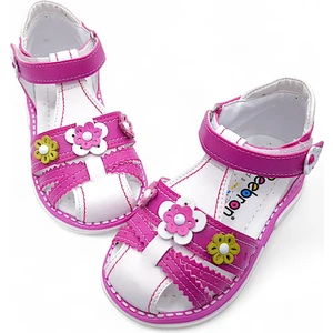 Ortopedik Kız Bebek Sandaleti Buket Serisi Bkt2409 Fuşya Beyaz 25