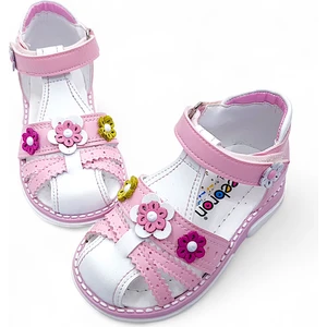 Ortopedik Kız Bebek ve Çocuk Sandaleti Buket Serisi Bkt2409 Pembe Beyaz 23
