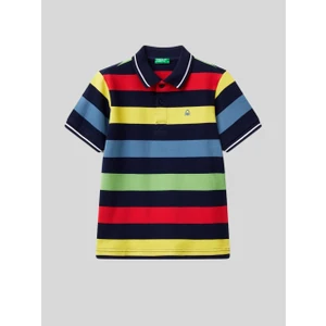 United Colors Of Benetton Erkek Çocuk Koyu Renkli Mix Çizgili Logo Işlemeli T-Shirt