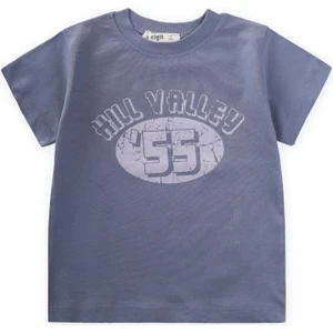 55 Baskılı T-Shırt 2-7 Yaş Indigo Mavi