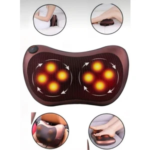 YUES 8 Toplu Isıtmalı Ovmalı Masaj Yastığı – Shiatsu, Çift Yönlü Dönen Başlıklar, Boyun/Sırt/Bel