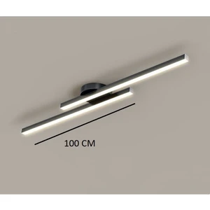 Modern Tavan Koridor Aydınlatması Çubuk LED Siyah Günışığı Lineer Avize Armatür Ikili 100  cm