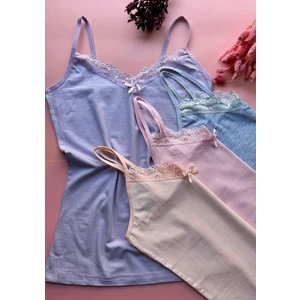 Pure Belle 4 Lü Dantelli Pamuklu V Yaka Kadın Atlet Şıklık ve Konforun Zarif Buluşması