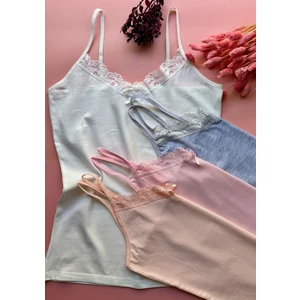 Pure Belle 4 Lü Dantelli Pamuklu V Yaka Kadın Atlet Şıklık ve Konforun Zarif Buluşması